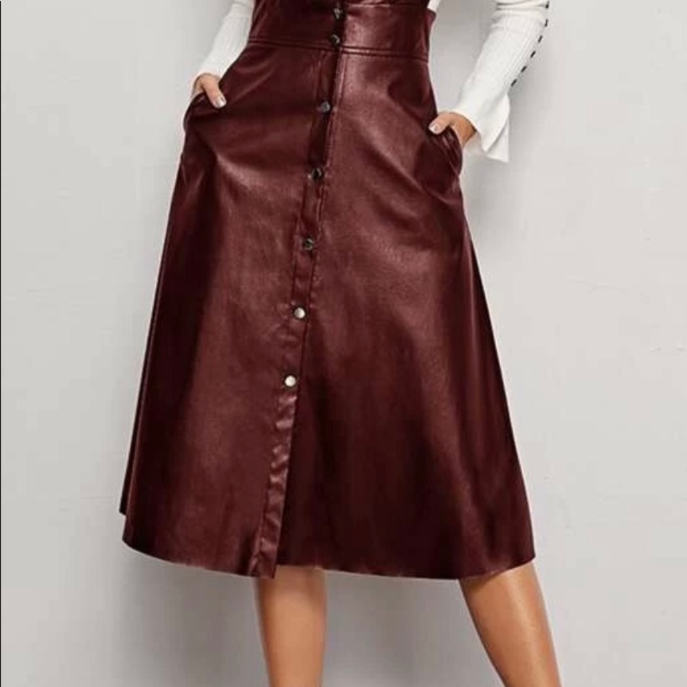 Burgundy leather pinafore